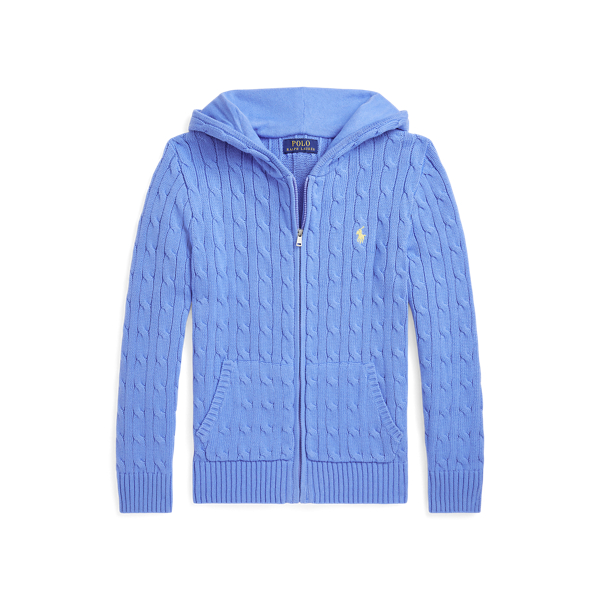 Cable Cotton Hooded Full-Zip Sweater