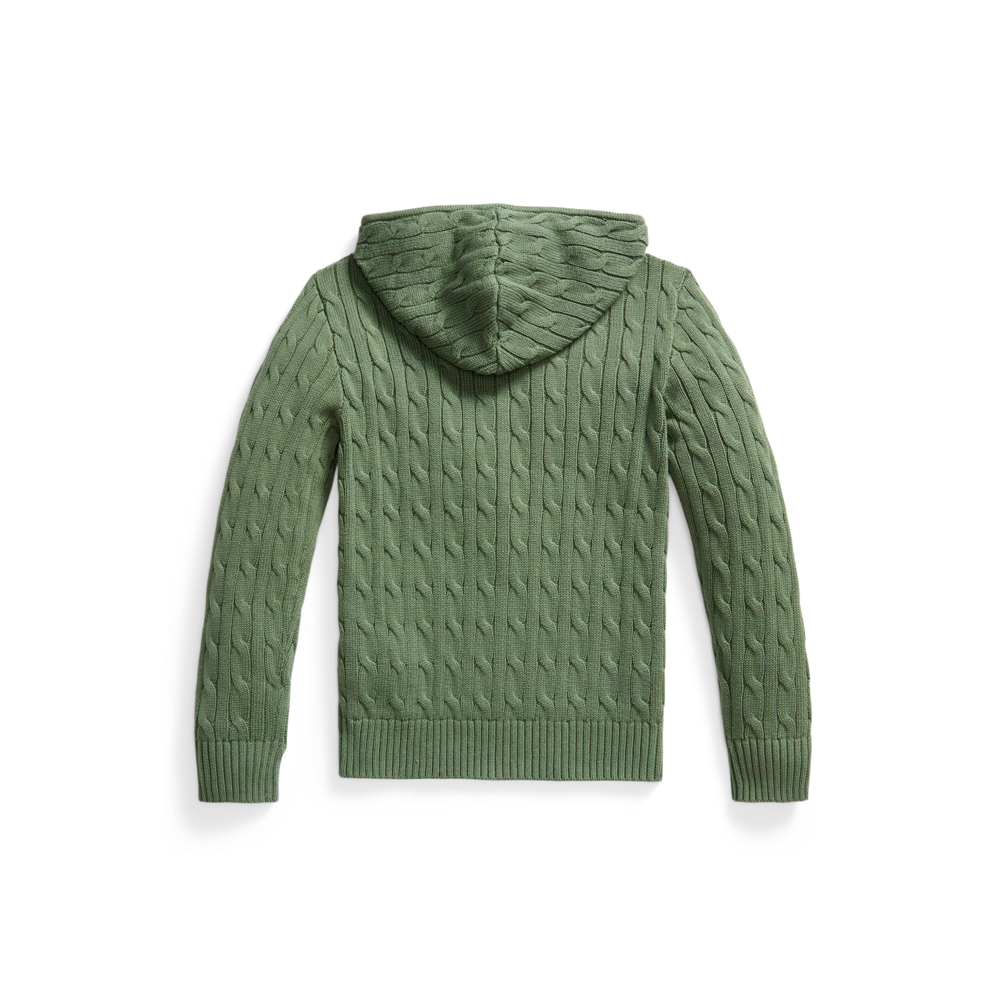 Детский свитер Ralph Lauren Cable Cotton Hooded Full-Zip, цвет: Зелёный — фото 1