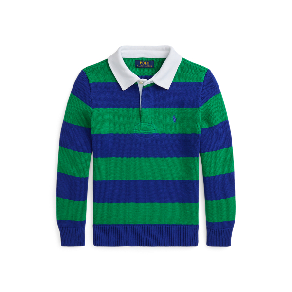 Stafford Green Striped Cotton Rugby Sweater Boys 8-20 1