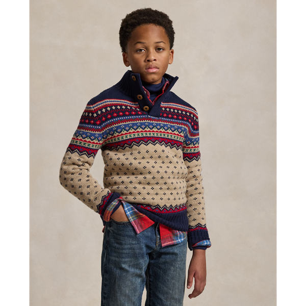 Tan Combo Nordic-Inspired Wool-Cotton Sweater Boys 8-20 1