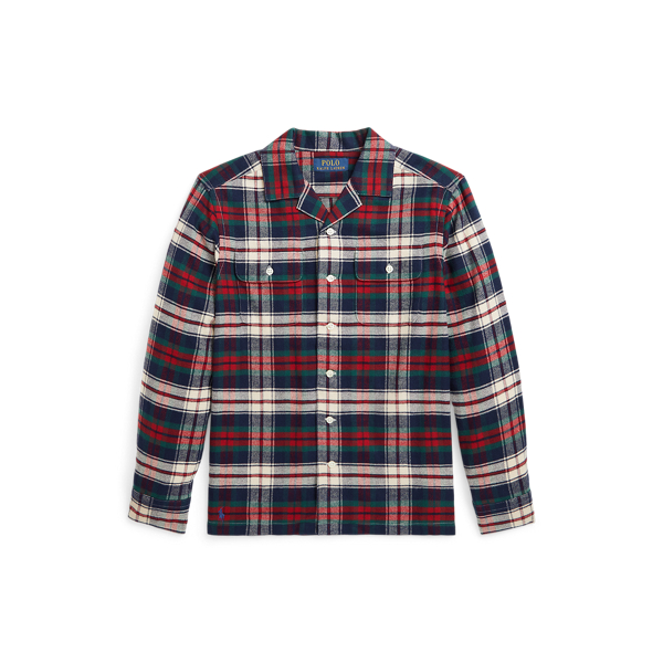 Plaid Cotton Twill Camp Shirt