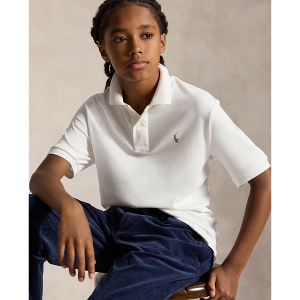 Polo en coton doux Boys 6-14 Years en Blanc 1