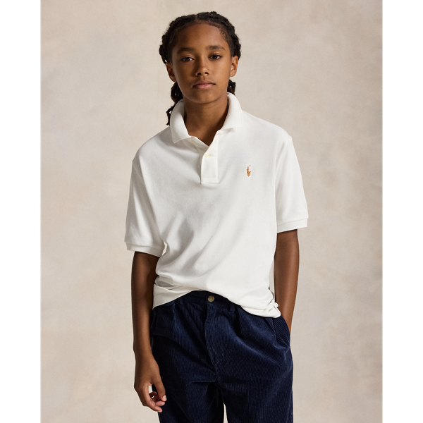 Polo en coton doux Boys 6-14 Years en Blanc 6