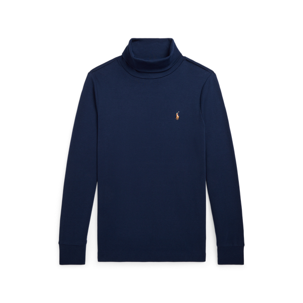 Refined Navy Cotton Interlock Turtleneck Boys 8-20 1