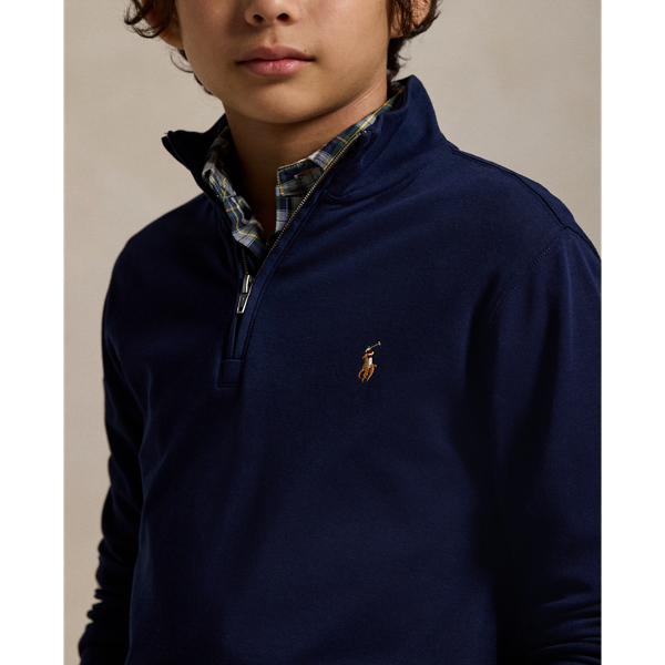 Cotton Interlock Quarter-Zip Pullover