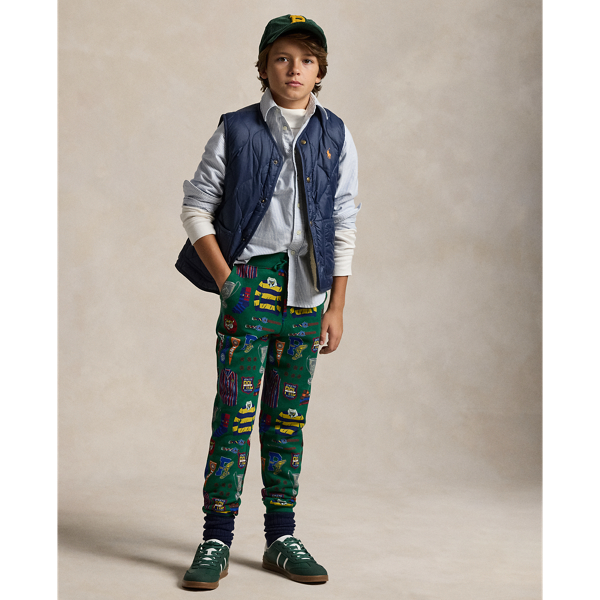 Green Multi Fleece Graphic Jogger Pant Boys 8-20 1