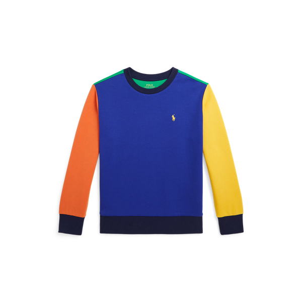 Classic Azure Multi Color-Blocked Double-Knit Sweatshirt Boys 8-20 1