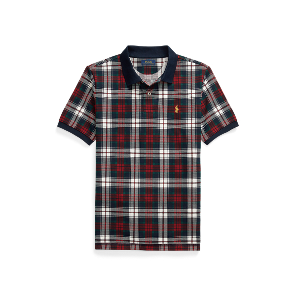 Plaid Cotton Mesh Polo Shirt