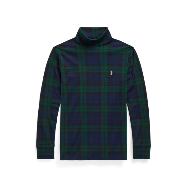 Blackwatch Plaid Plaid Cotton Interlock Turtleneck Boys 8-20 1