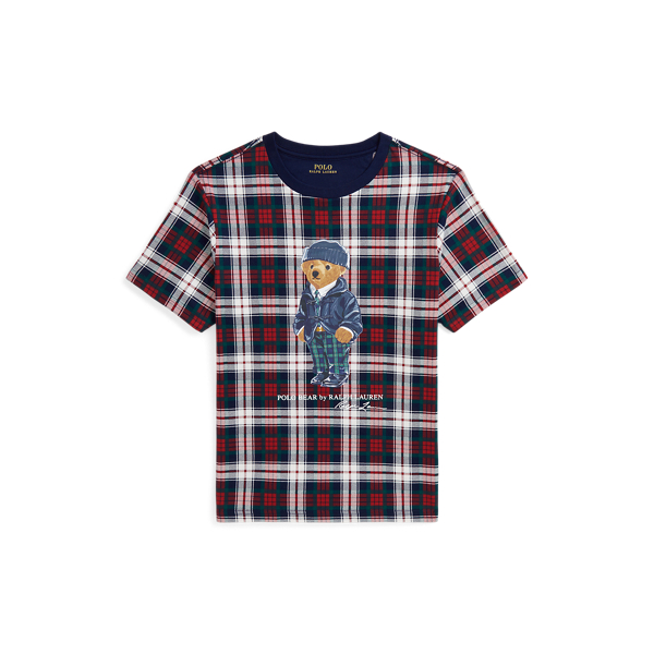 Ski Tartan Polo Bear Plaid Cotton Jersey Tee Boys 8-20 1