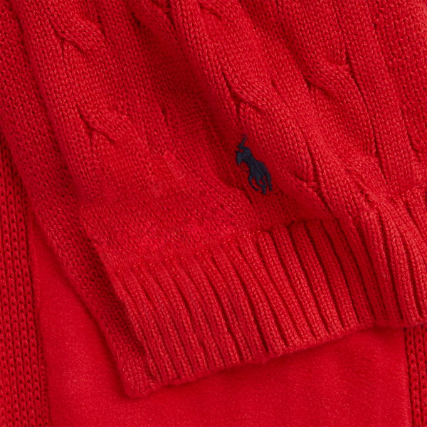 RL Red Cable-Knit Cotton Scarf Boys 8-18 2