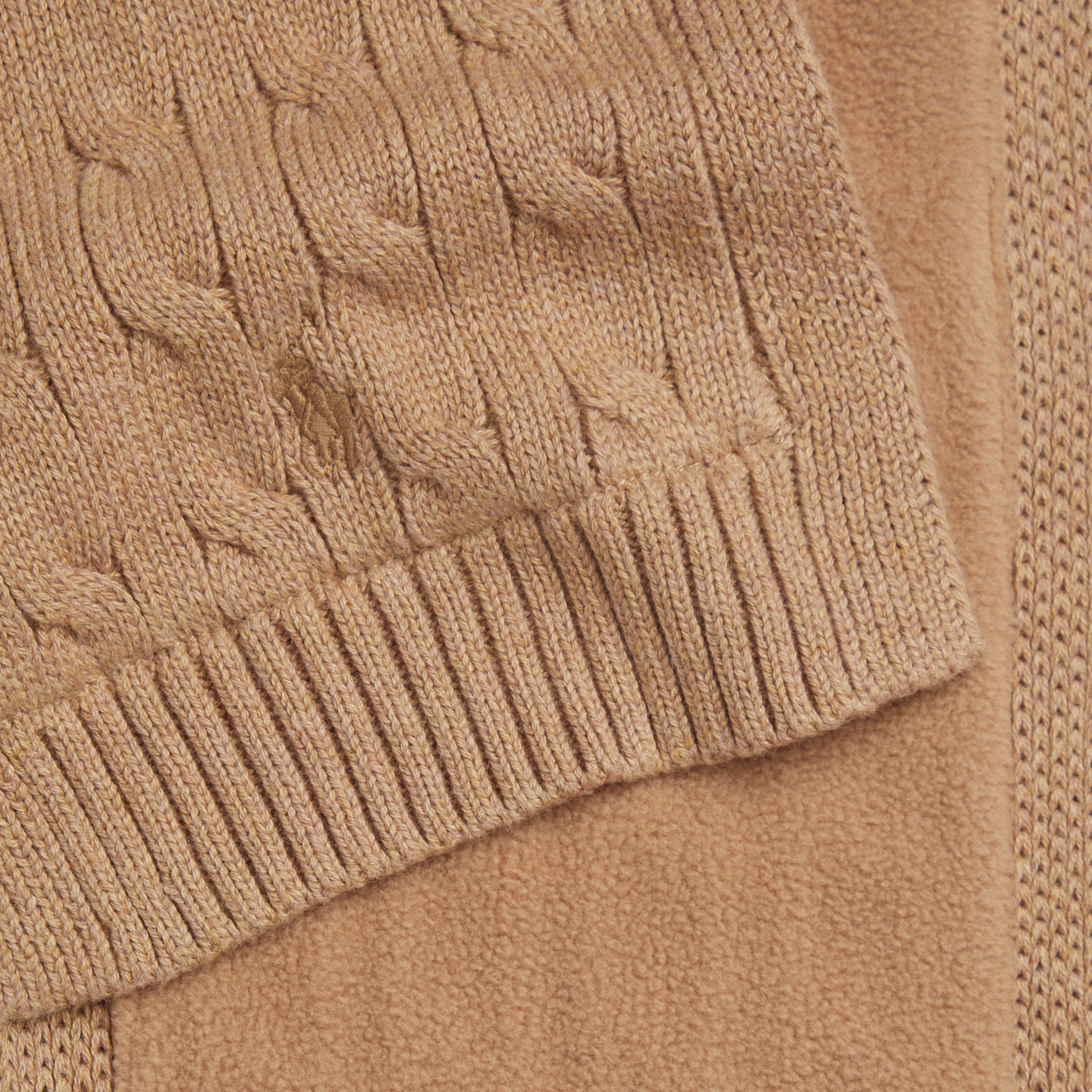 Детский шарф Ralph Lauren Cable-Knit Cotton, цвет: Верблюжий меланжевый — фото 1
