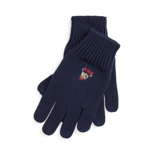 RL Navy Polo Bear Cotton Gloves Boys/Girls 1