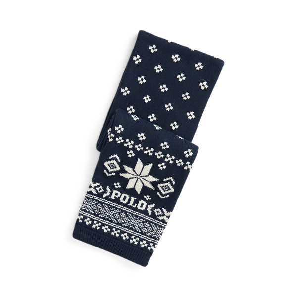 Navy Combo Snowflake Cotton-Blend Scarf Boys/Girls 1