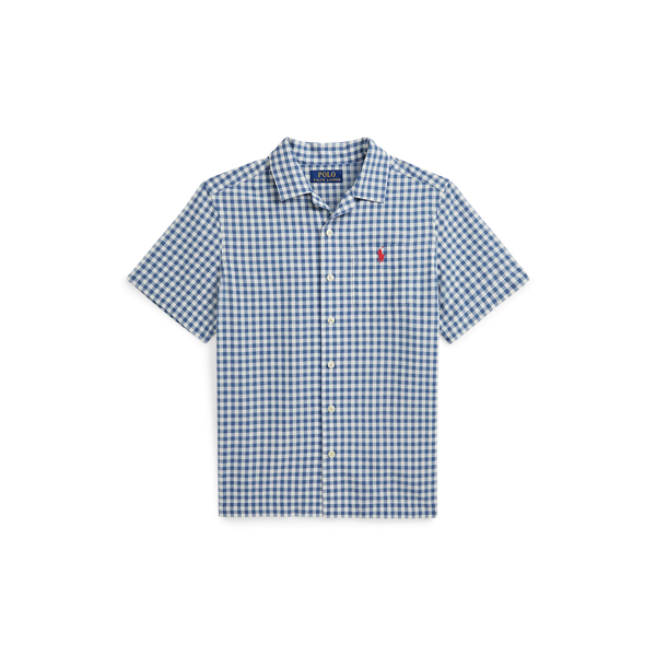 Gingham Cotton Madras Camp Shirt