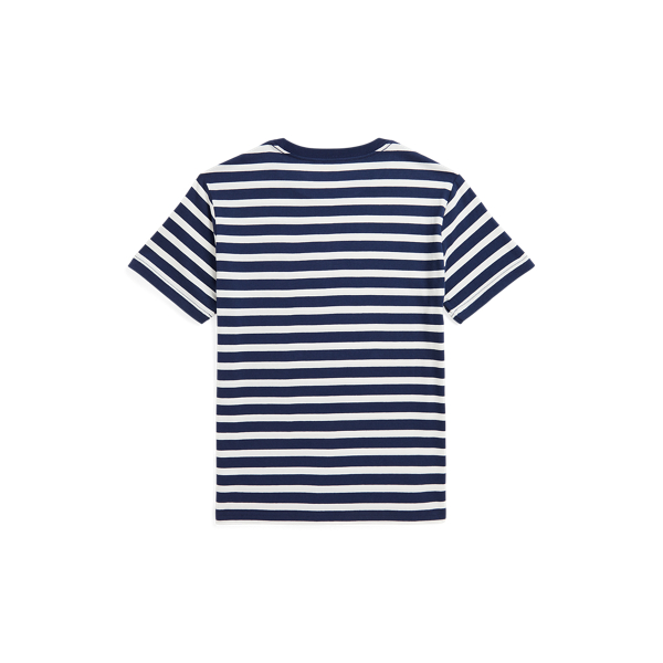 【POLO RALPH LAUREN】 Striped cotton jersey T-shirt Logo Striped Cotton Jersey Tee