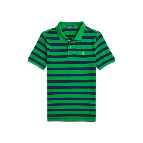 Striped Cotton Mesh Polo Shirt