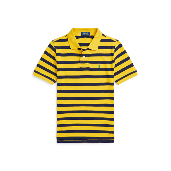 Striped cotton mesh polo shirt on sale