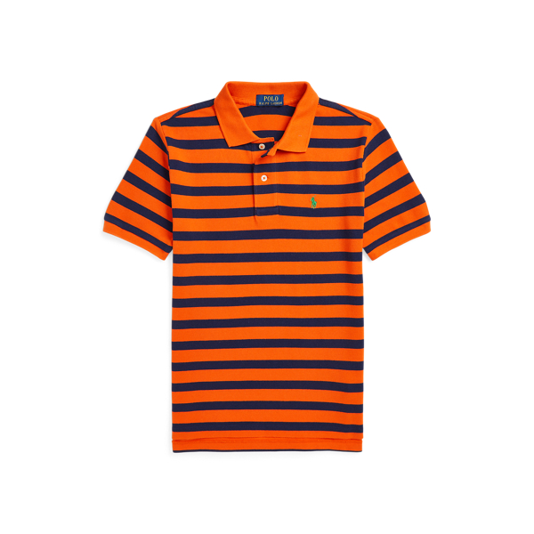 Striped Cotton Mesh Polo Shirt