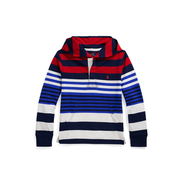 Striped Cotton Hooded Rugby Shirt