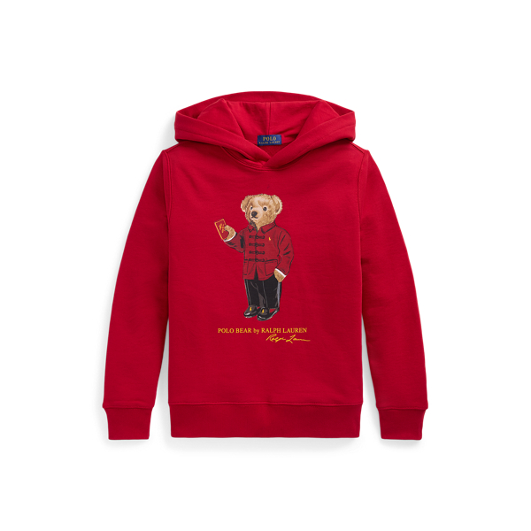 RL 2000 Red Lunar New Year Polo Bear Fleece Hoodie Boys 8-20 1