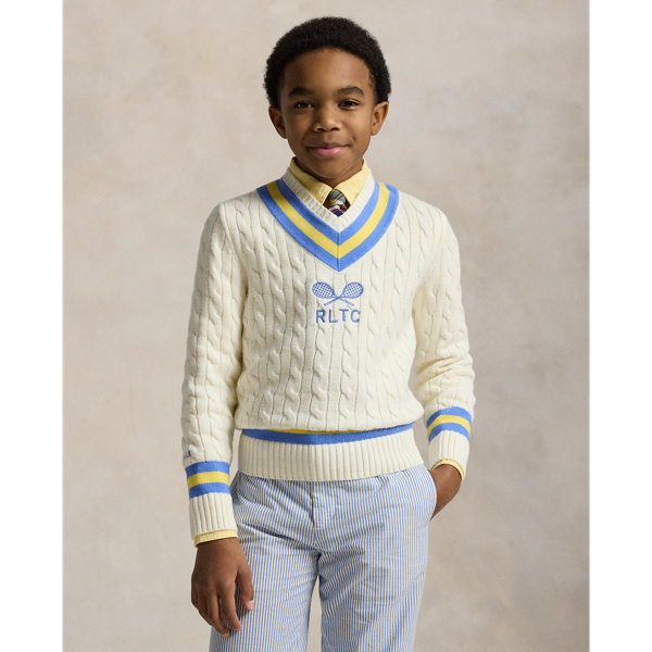Pull de cricket brodé en coton