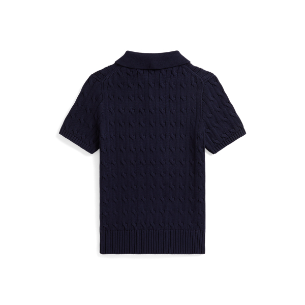 RL Navy Cable-Knit Cotton Polo Collar Jumper Boys 8-18 2