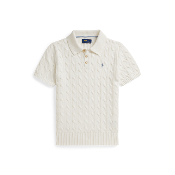 Polo-Pullover mit Zopfmuster