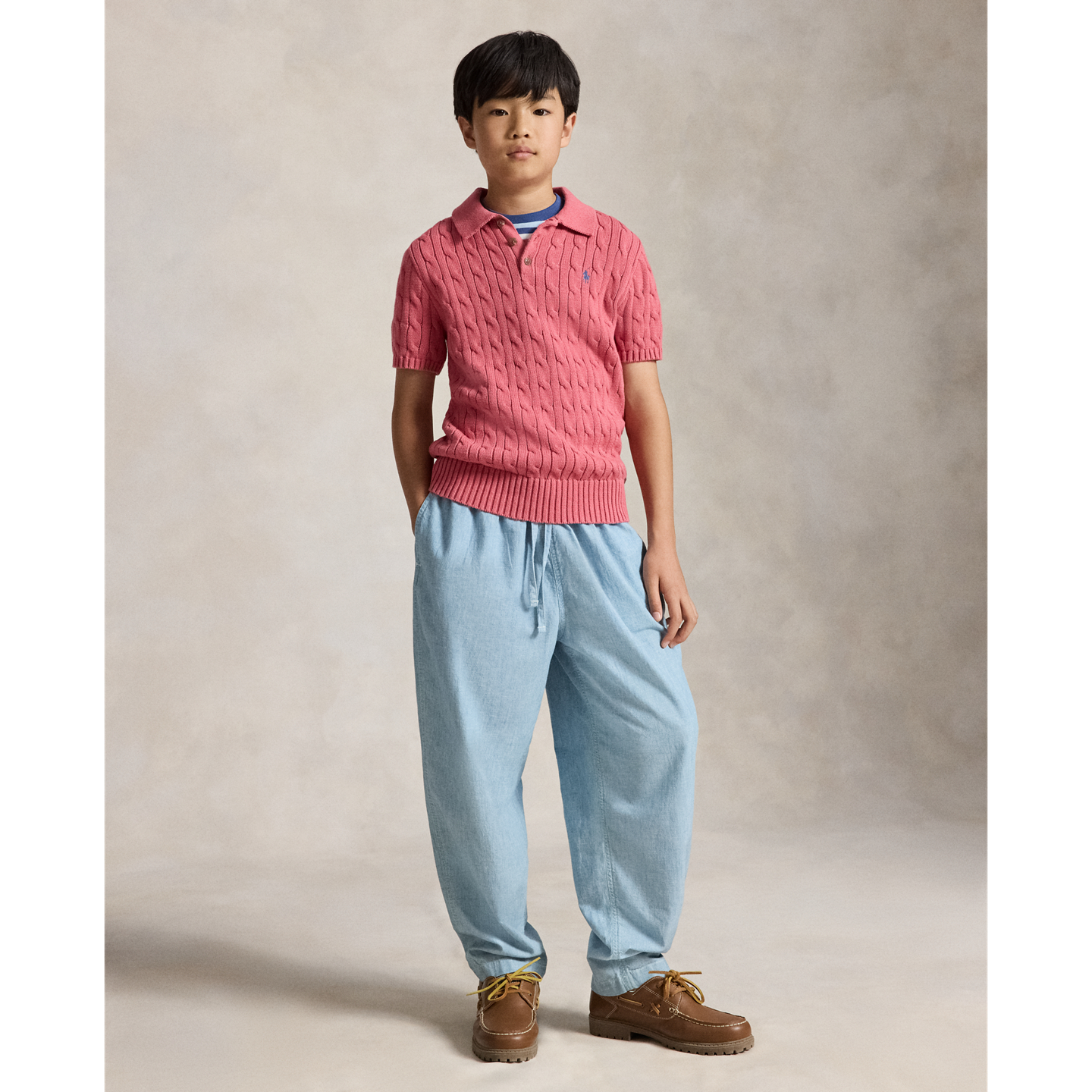 Детский свитер Ralph Lauren Cable-Knit Cotton Polo, цвет: Ягодный — фото 2