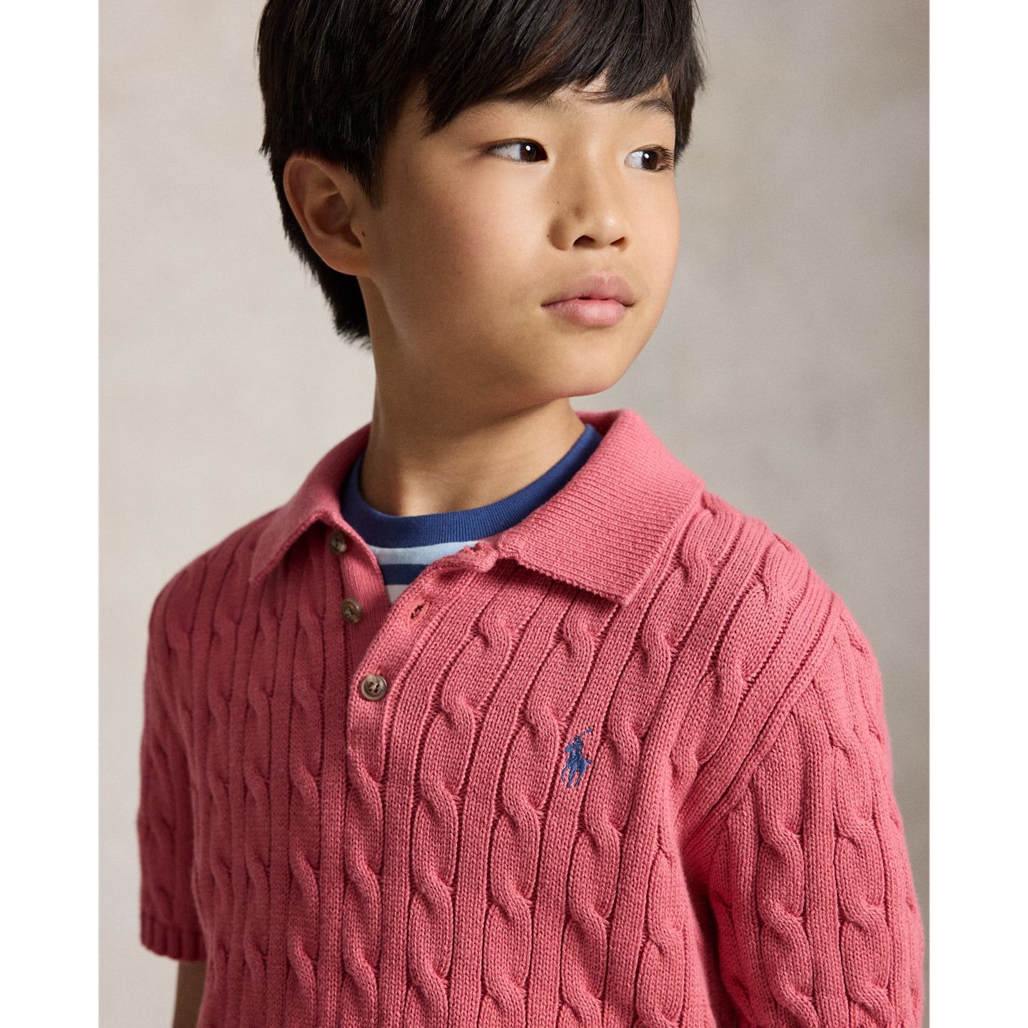 Детский свитер Ralph Lauren Cable-Knit Cotton Polo, цвет: Ягодный — фото 3