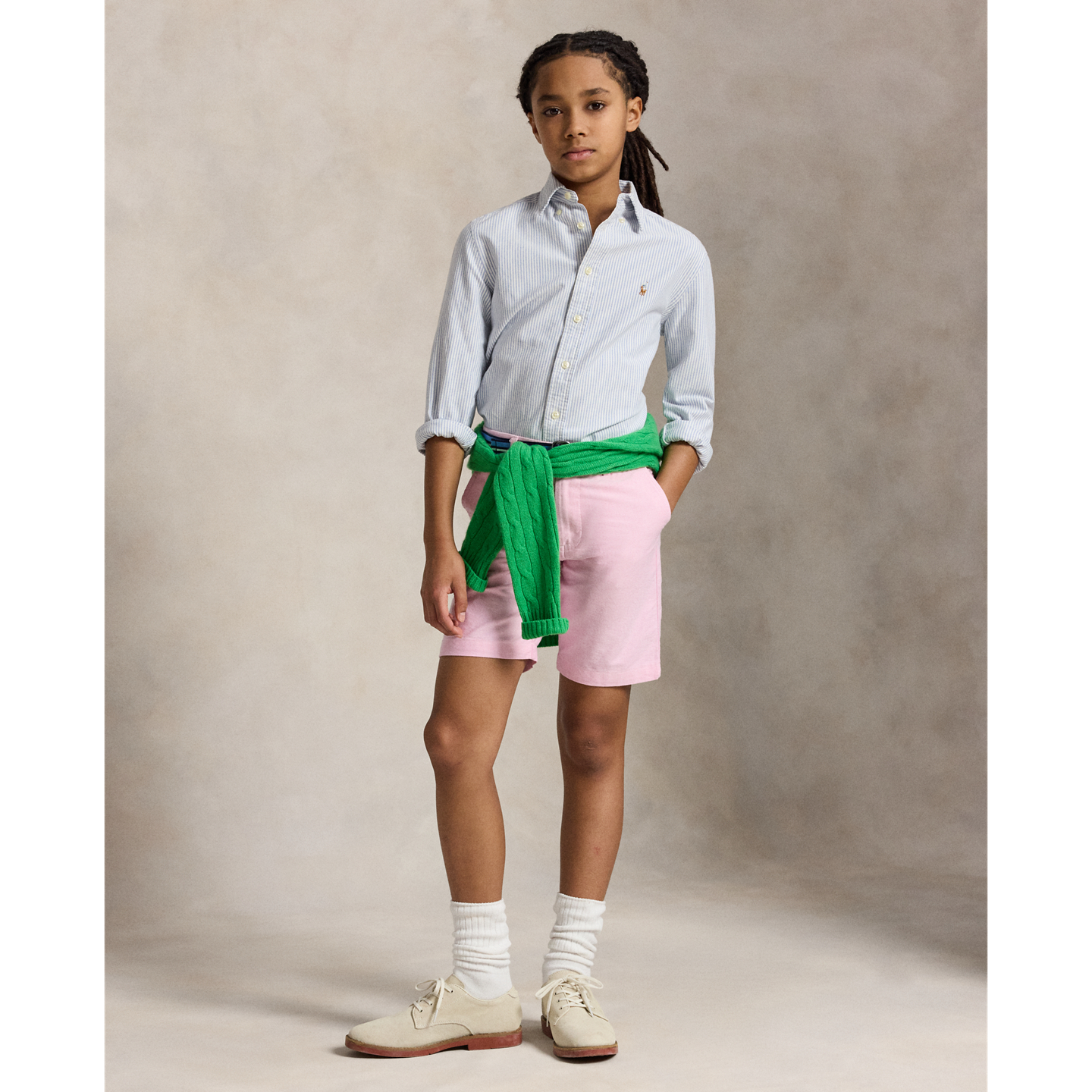 Шорты Ralph Lauren Belted Cotton Oxford Short, цвет: Розовый — фото 4