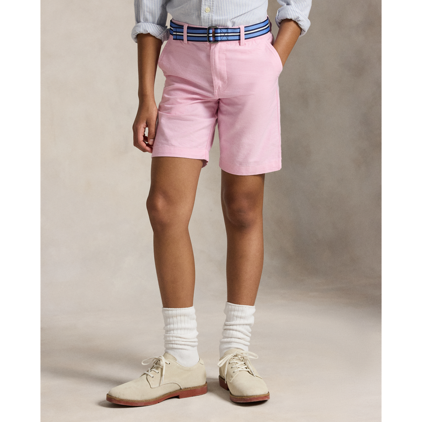 Шорты Ralph Lauren Belted Cotton Oxford Short, цвет: Розовый — фото 2