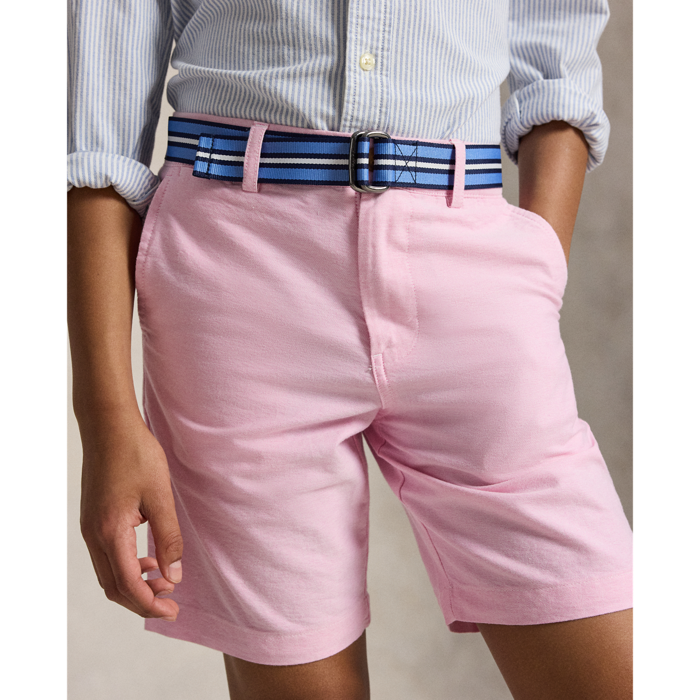Шорты Ralph Lauren Belted Cotton Oxford Short, цвет: Розовый — фото 3