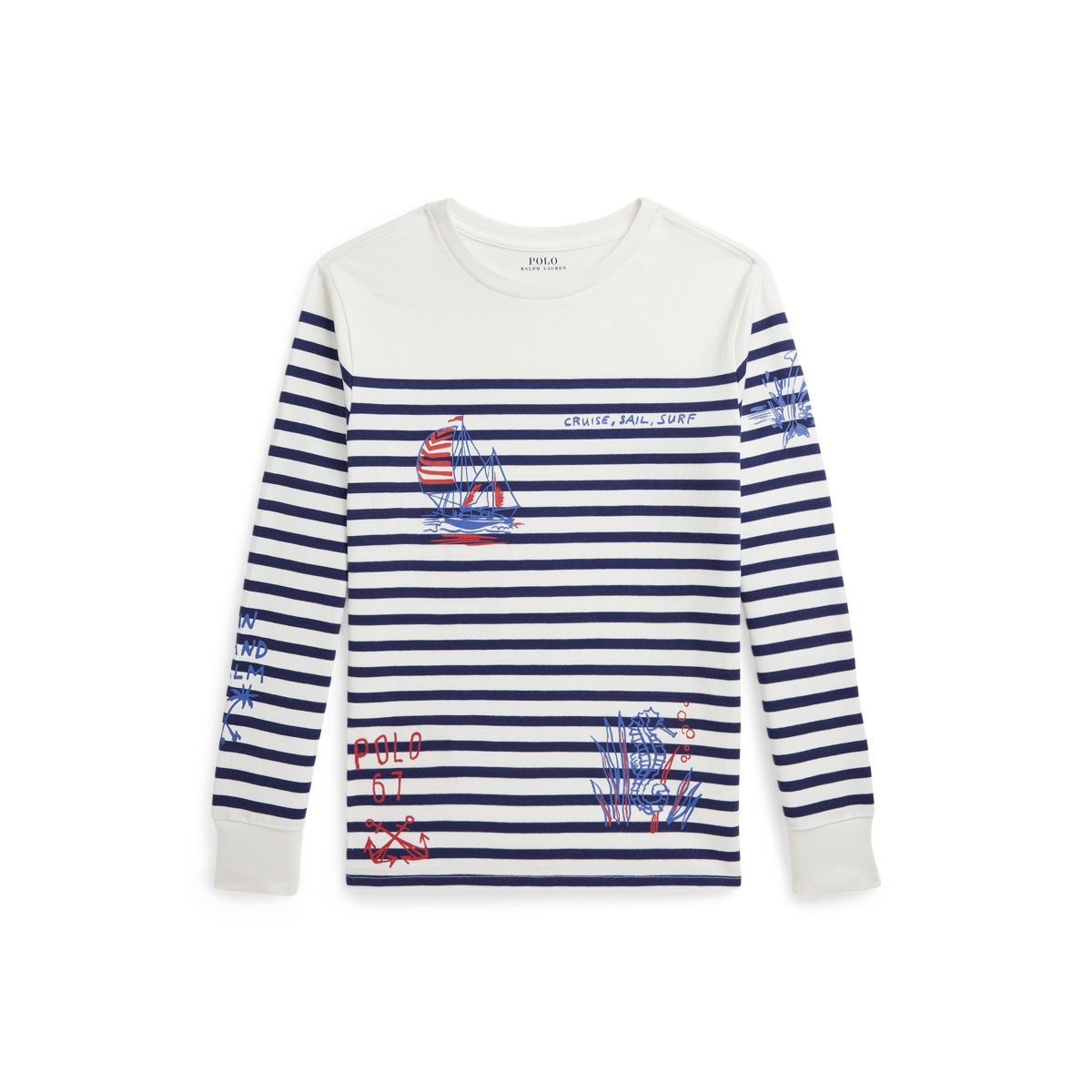 Striped Cotton Graphic Long-Sleeve Tee