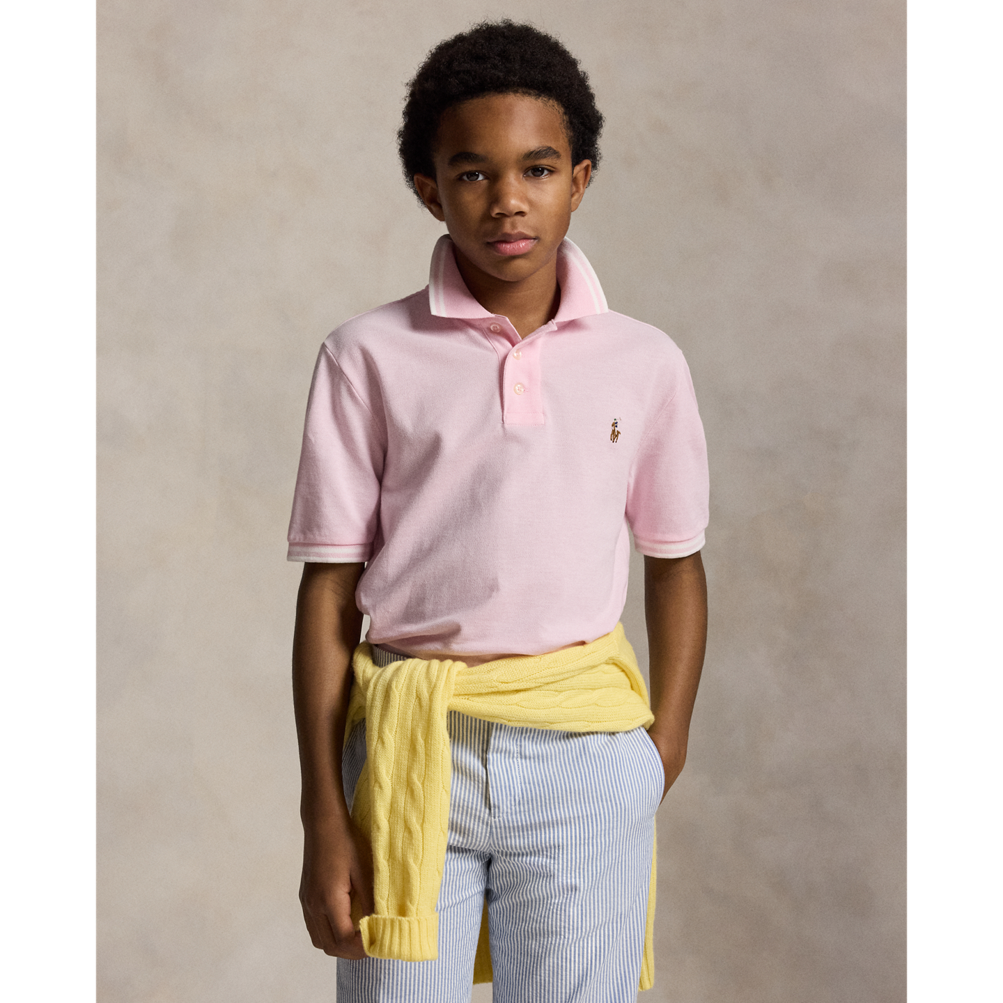 Детское поло Ralph Lauren Oxford Mesh Polo Shirt, цвет: Розовый — фото 4