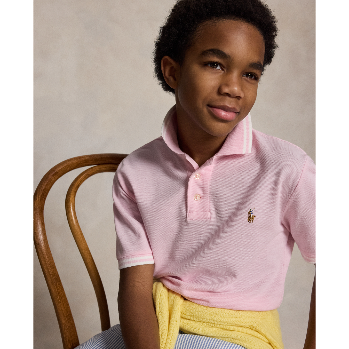 Детское поло Ralph Lauren Oxford Mesh Polo Shirt, цвет: Розовый — фото 3
