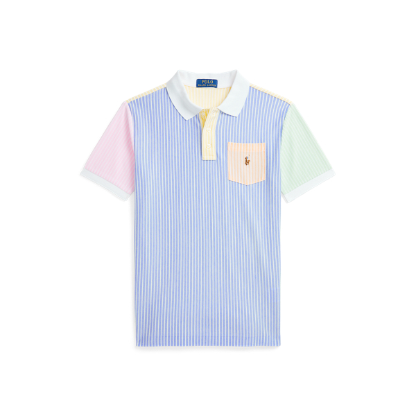 Striped Oxford Mesh Polo Shirt