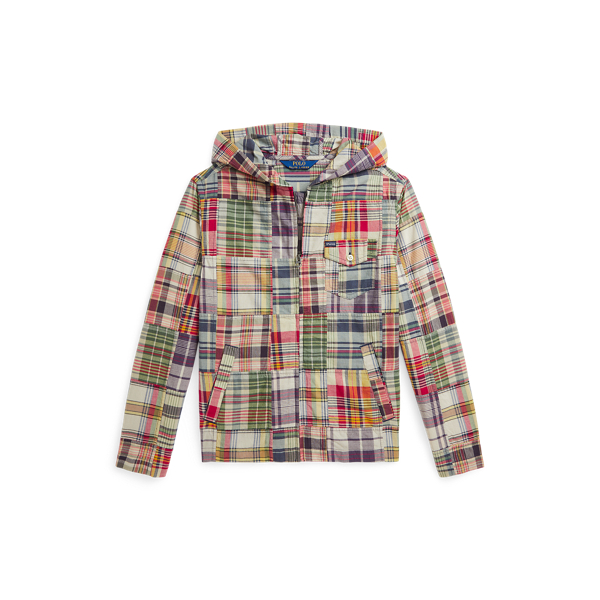 Patchwork-Hemdjacke mit Kapuze