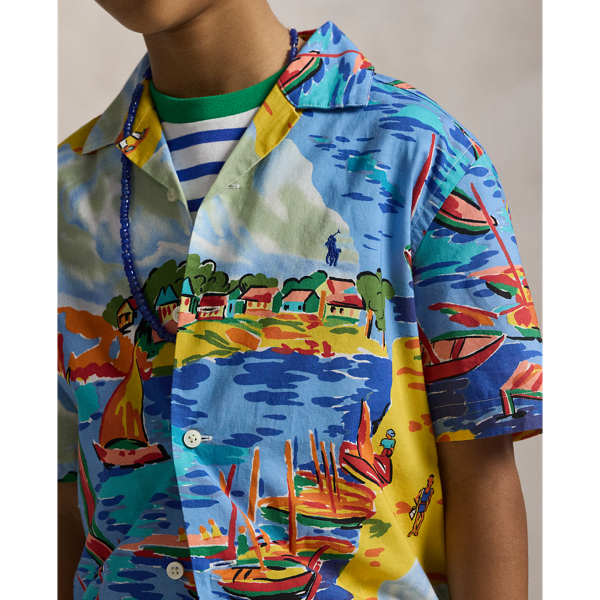 Riviera-Print Cotton Camp Shirt
