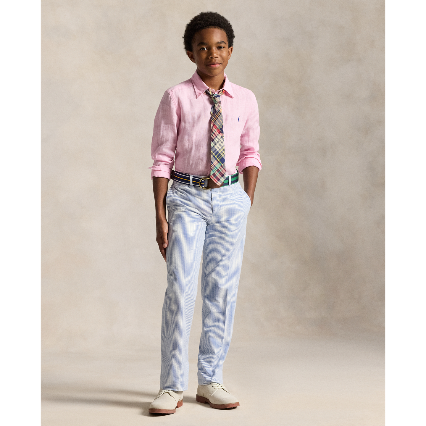 Детская рубашка Ralph Lauren Linen, цвет: Розовый — фото 2
