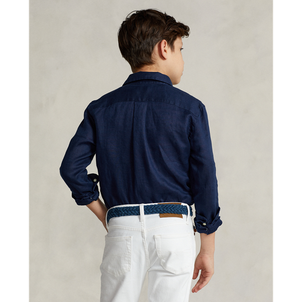 Newport Navy Linen Shirt Boys 6-14 Years 5