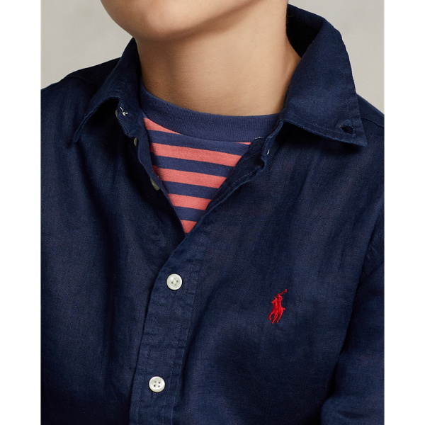 Newport Navy Linen Shirt Boys 6-14 Years 7