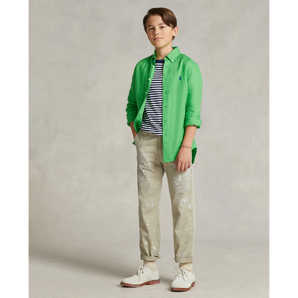 Vibrant Green Linen Shirt Boys 6-14 Years 4