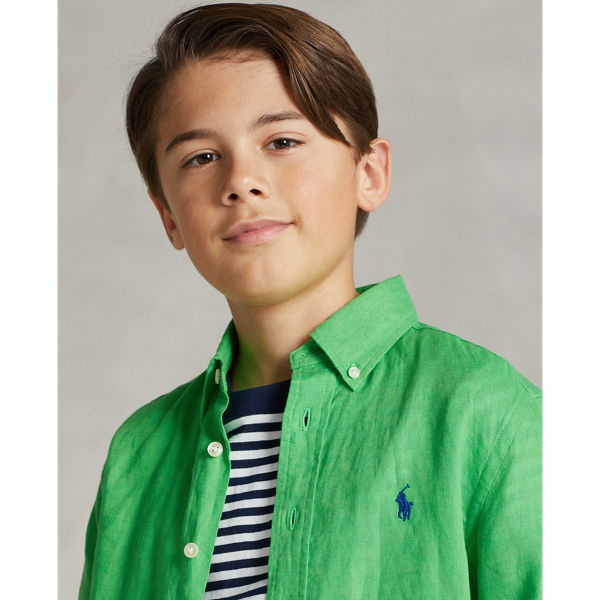 Vibrant Green Linen Shirt Boys 6-14 Years 5