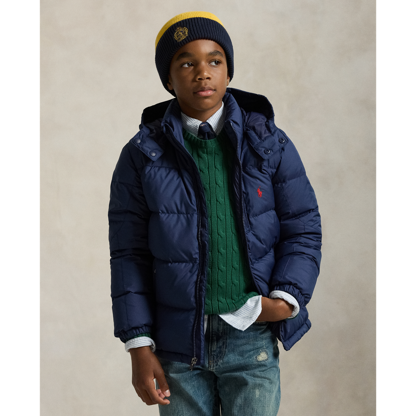 Детская куртка Ralph Lauren The Gorham Down Hooded, цвет: Тёмно-синий — фото 4