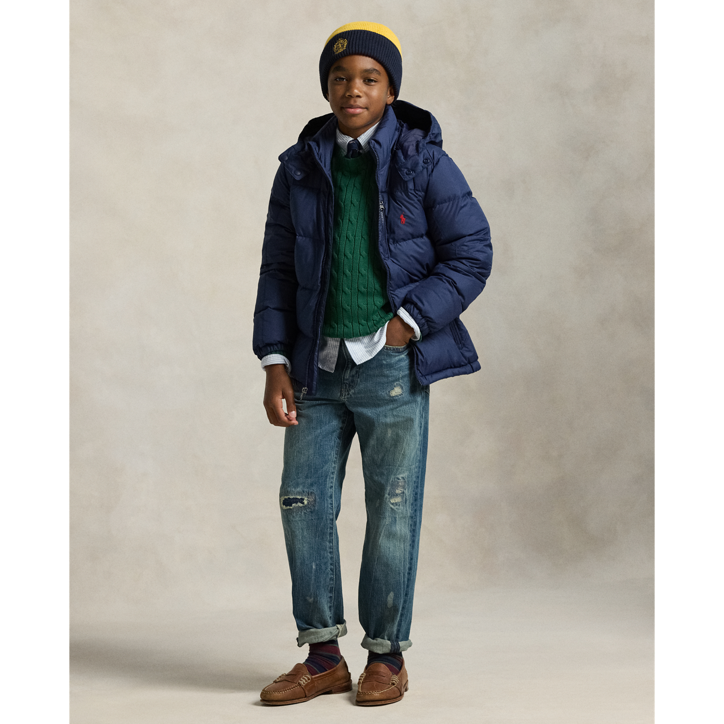 Детская куртка Ralph Lauren The Gorham Down Hooded, цвет: Тёмно-синий — фото 2