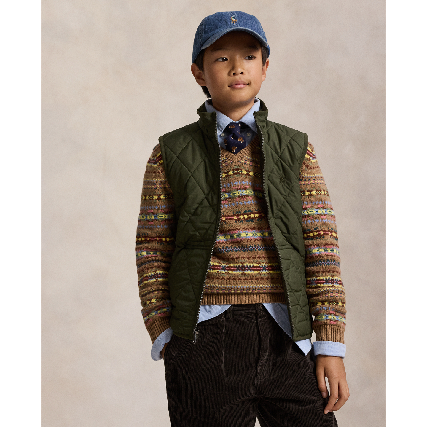 Детский жилет Ralph Lauren Fleece-Lined Quilted, цвет: Оливковый — фото 5