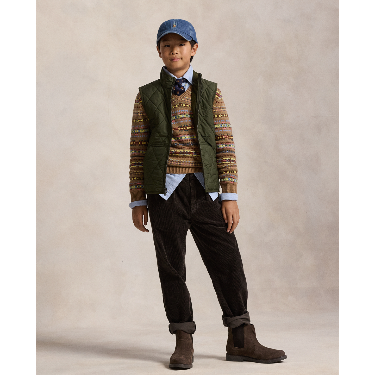 Детский жилет Ralph Lauren Fleece-Lined Quilted, цвет: Оливковый — фото 2