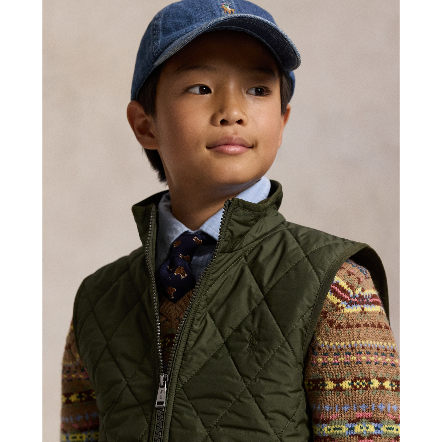 Детский жилет Ralph Lauren Fleece-Lined Quilted, цвет: Оливковый — фото 3