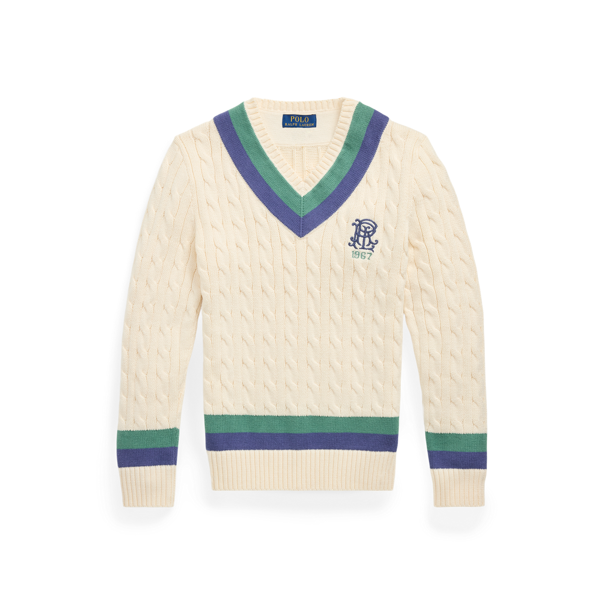 Polo Ralph Lauren Womens Logo Cable Knit Crewneck Cotton